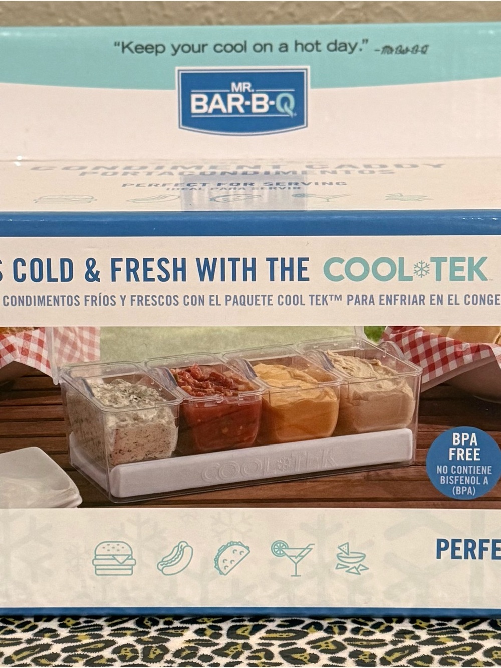 Mr. Bar-B-Q Cool Tek Condiment Server - White with Clear Lids